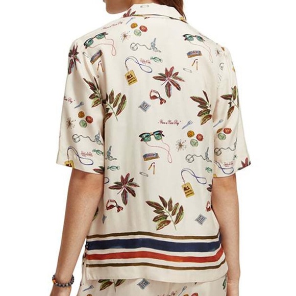 NWOT Scotch and soda border print camp shirt sz 34 - Picture 2 of 6